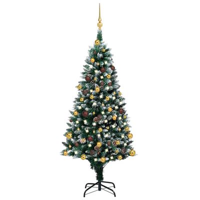 vidaXL Artificial Christmas Tree with LEDs&Ball Set&Pinecones 59.1"