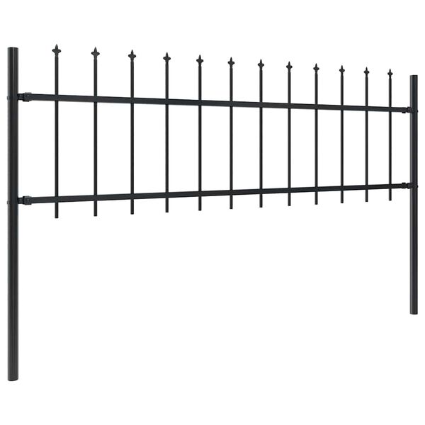 vidaXL Garden Fence with Spear Top Steel 491.3"x23.6" Black