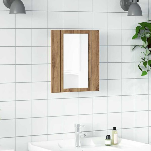 vidaXL LED Mirror Cabinet Artisan Oak Engineered Wood, Acrylic