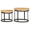 vidaXL Side Table Brown and black Solid mango wood and powder-coated steel