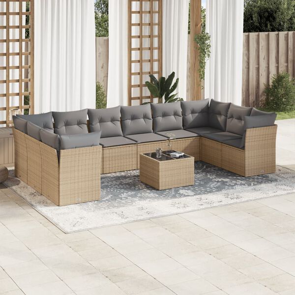 vidaXL Garden Sofa Set Beige, Light Grey