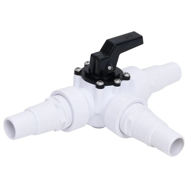 vidaXL 3-way Ball Valve White and Black Plastic 3-Way Ball Valve Other