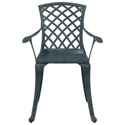 Front view of lattice-back patio chair with arms, isolated on white.