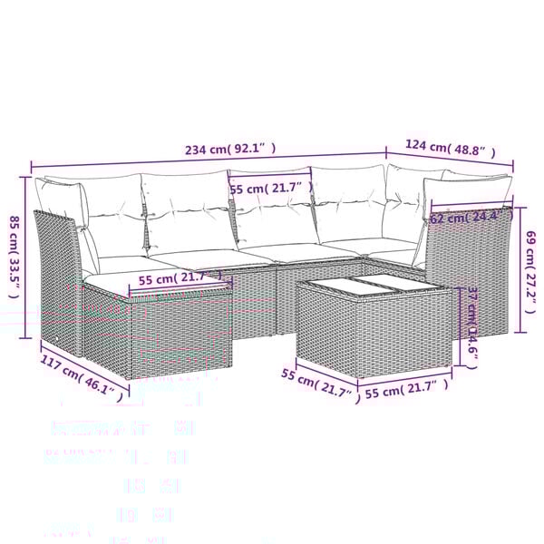 vidaXL Garden Sofa Set Grey, Dark Grey