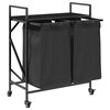 vidaXL Laundry Basket 2 Compartments with Wheels Black Oak