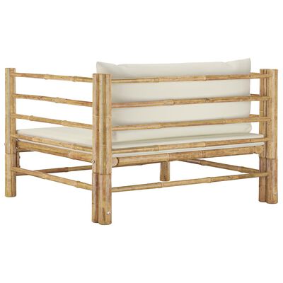 vidaXL Patio Sofa with Cream White Cushions Bamboo