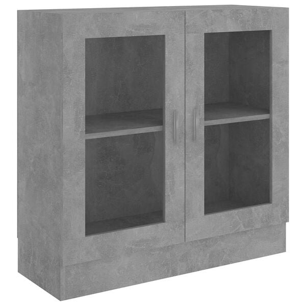 vidaXL Vitrine Cabinet Concrete Grey 32.5x12.0x31.5" Engineered Wood