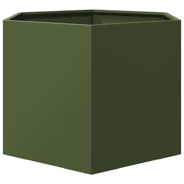 vidaXL Garden Planter Olive Green Steel Large Durable Garden Planter