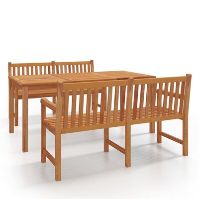 vidaXL 3 Piece Patio Dining Set Solid Wood Teak