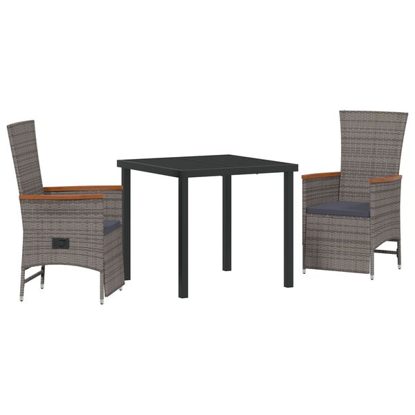 vidaXL Garden Dining Set with Cushion 5 pcs Gray Poly rattan