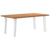 vidaXL Dining Table Light Brown Solid Oak Wood, Powder-Coated Steel Large