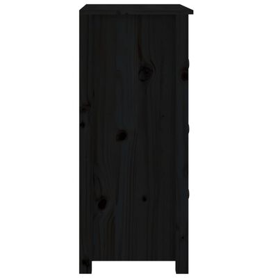 vidaXL Sideboard Black 27.6"x13.8"x31.5" Solid Wood Pine