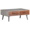 vidaXL Coffee Table Grey Solid Rough Mango Wood Medium Coffee Table