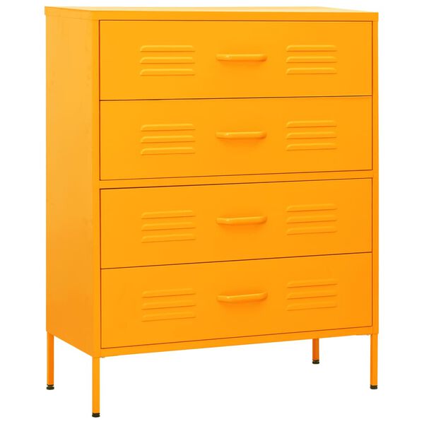 vidaXL Chest of Drawer Mustard Yellow Steel Medium Levelers