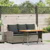 vidaXL Garden Sofa Grey PE rattan 3-seater Adjustable Feet Garden Sofa