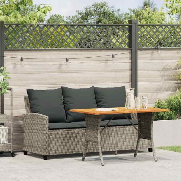 vidaXL Garden Sofa Grey PE rattan 3-seater Adjustable Feet Garden Sofa