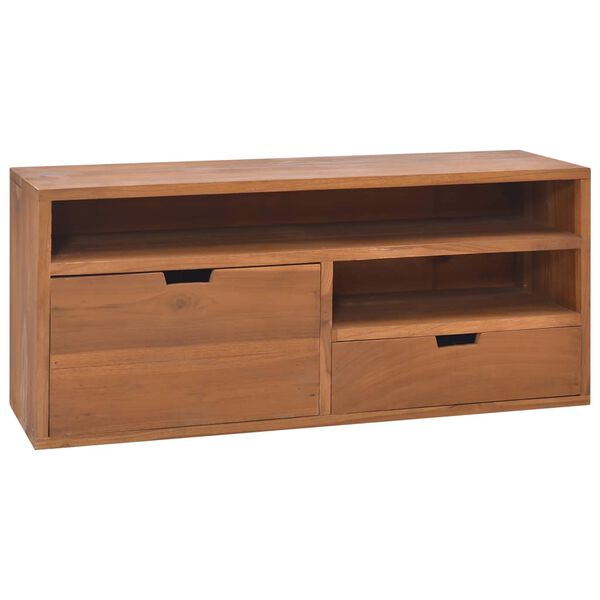 vidaXL TV Cabinet Natural Teak Solid Teak Wood 35.4 x 11.8 x 15.7 in