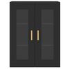 vidaXL Wall Mounted Cabinet Set of 2 Black Engineered Wood, Glass