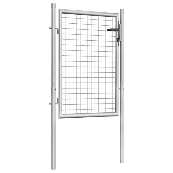 vidaXL Garden Gate Galvanised Steel 39.4x39.4" Silver