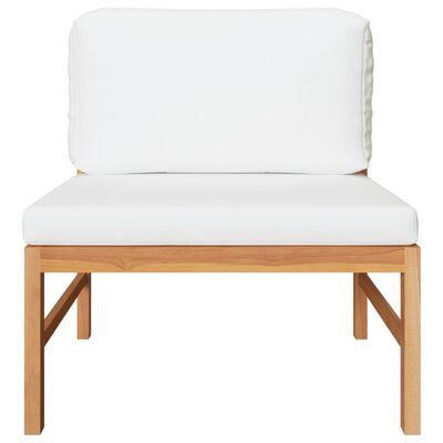 vidaXL 3 Piece Patio Lounge Set with Cream Cushions Teak Wood