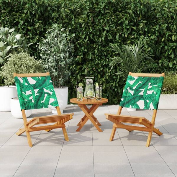 vidaXL Garden Chair Set of 2 Green leaf