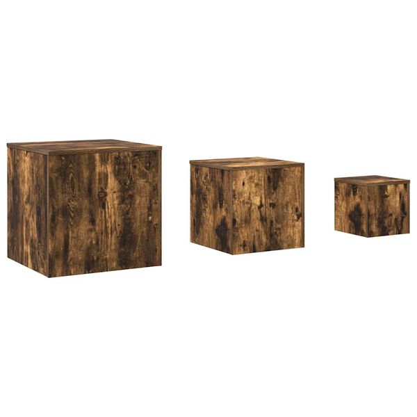 vidaXL Side Tables 3 pcs Smoked Oak Engineered Wood