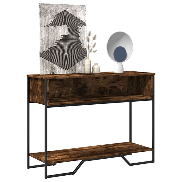vidaXL Console Table Smoked Oak Engineered Wood, Metal