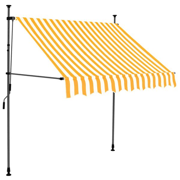 vidaXL Retractable Awning White and Orange Polyester, Steel