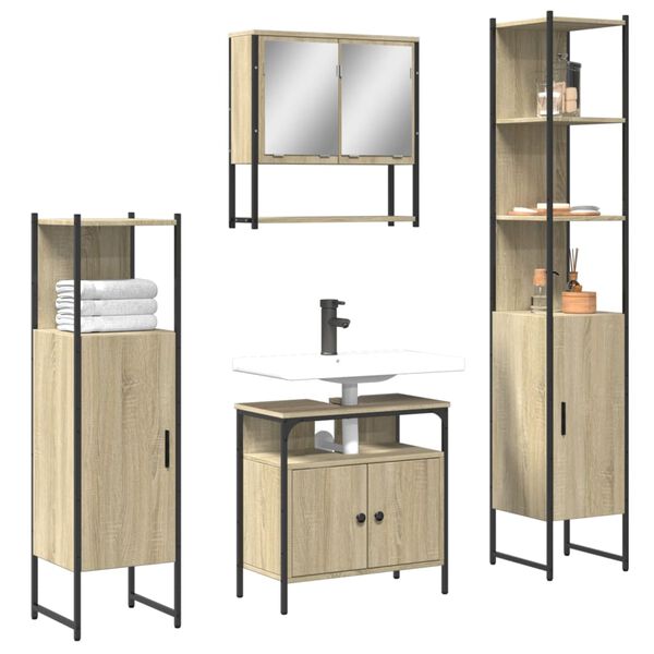 vidaXL Bathroom Furniture Set Sonoma Oak
