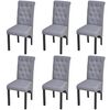 vidaXL Dining Chair Set of 6 Light Grey Polyester Fabric, Rubber Wood