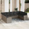 vidaXL Garden Sofa Set Grey PE rattan, powder-coated steel, polyester