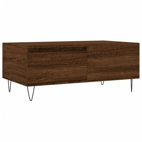 vidaXL Coffee Table Brown Oak Engineered Wood, Metal Medium Coffee Table