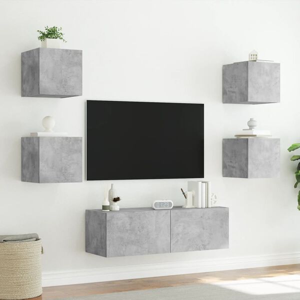 vidaXL TV Wall Cabinet Concrete grey Engineered wood Medium