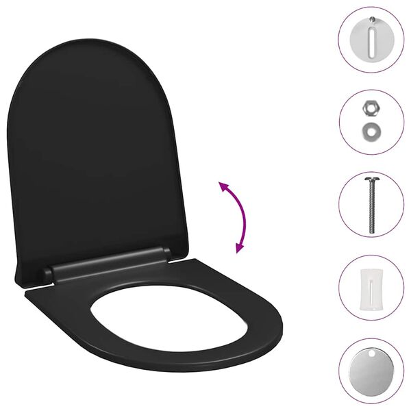 vidaXL Soft-close Toilet Seat with Quick-release Design Black