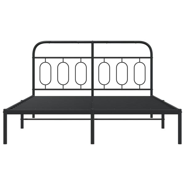 vidaXL Bed Frame Black Steel 59x79 in King Size Bed Frame Rectangular