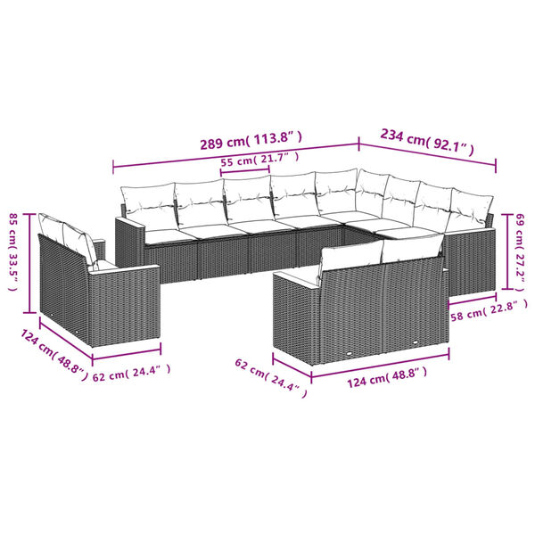 vidaXL Garden Sofa Set Grey