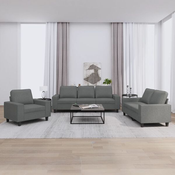 vidaXL Sofa Set Dark Grey Fabric (100% polyester), metal, textilene, plywood