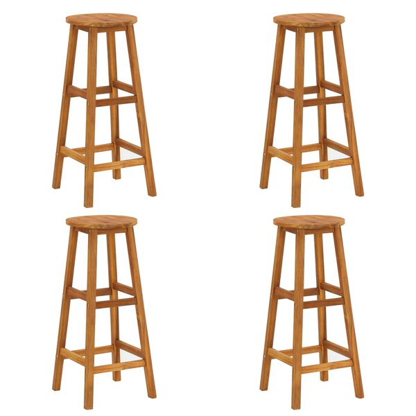vidaXL Bar Stool Set of 4 Acacia Wood Color Solid Acacia Wood Standard