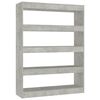 vidaXL Book Cabinet Concrete grey Engineered wood 39.4 x 11.8 x 53.1 in