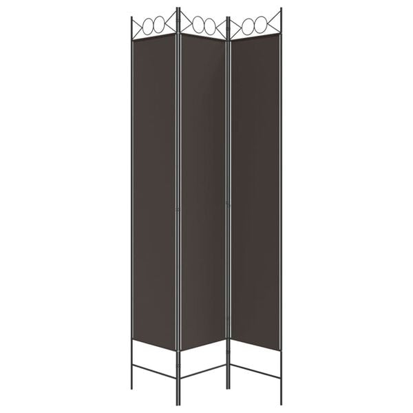 vidaXL 3-Panel Room Divider Brown 47.2"x86.6" Fabric