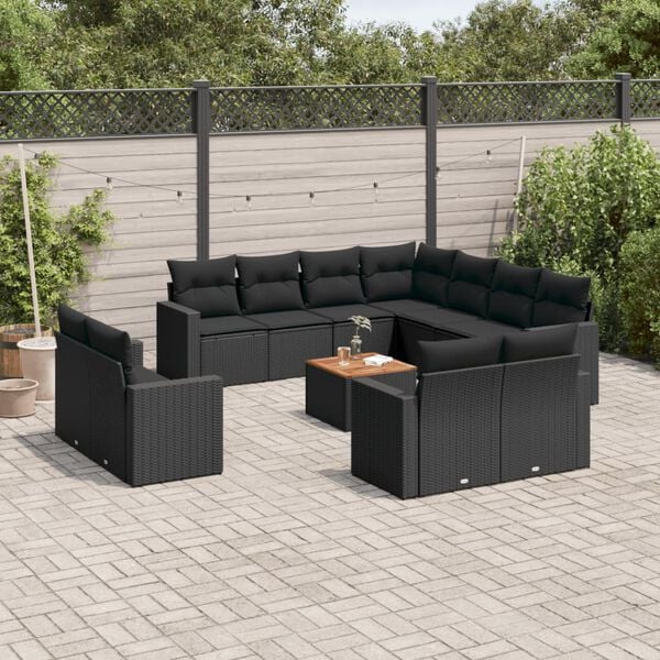vidaXL Garden Sofa Set Black