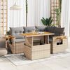 vidaXL Patio Sofa Set Beige PE Rattan Medium Adjustable Feet