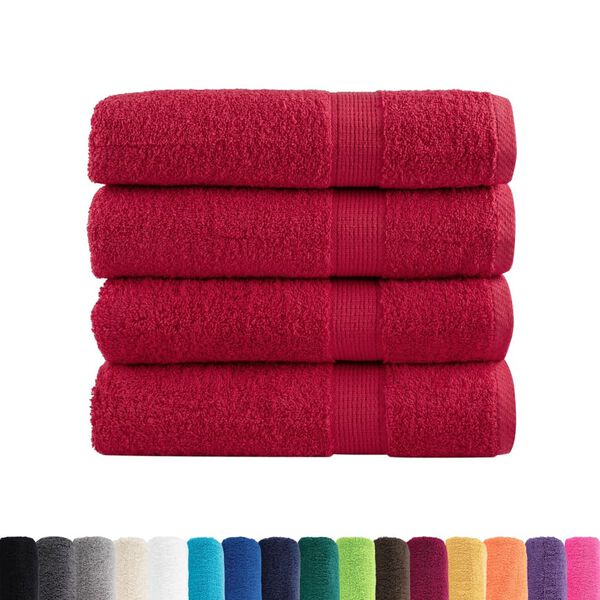 vidaXL Bath Towel Set of 4 Red 100% Cotton Large Bath Towel