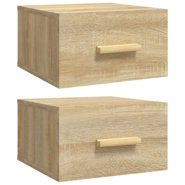 vidaXL Wall-mounted Bedside Cabinet Set of 2 Sonoma Oak Engineered wood