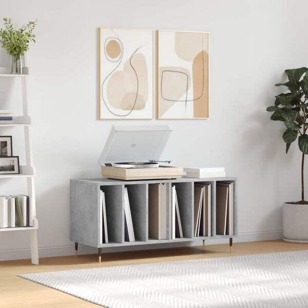 vidaXL Record Cabinet Concrete Grey Engineered Wood, Iron