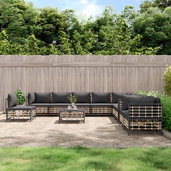 vidaXL Garden Lounge Set Set of 11 Anthracite, Dark Grey