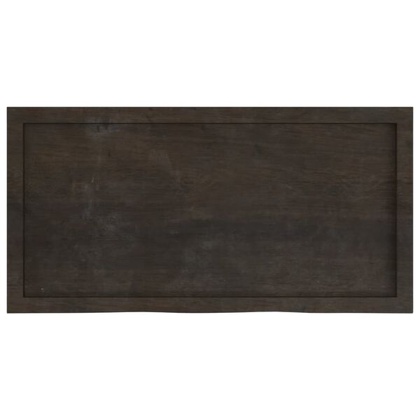 vidaXL Table Top Dark Brown Solid Oak Wood 39.4 x 19.7 x 1.6 in
