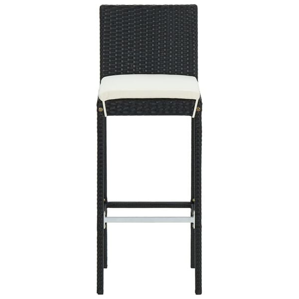 vidaXL Bar Stool Set of 4 Black and cream Poly rattan Counter Height
