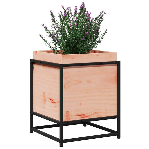 vidaXL Garden Planter Natural Wood Solid Douglas Wood, Steel