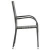 vidaXL Dining Chair Set of 2 Grey Poly Rattan Standard Stackable